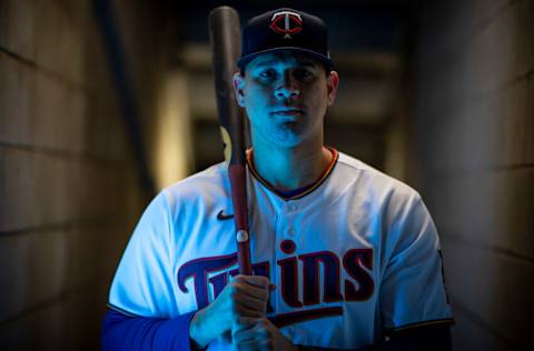 FORT MYERS, FL - MARCH 15: Gary Sanchez #24 of the Minnesota Twins poses for a portrait on Major League Baseball team photo day on March 15, 2022 at CenturyLink Sports Complex in Fort Myers, Florida. (Photo by Billie Weiss/Getty Images)