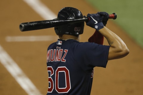 Yairo Munoz #60 of the Boston Red Sox (Photo by Michael Reaves/Getty Images)