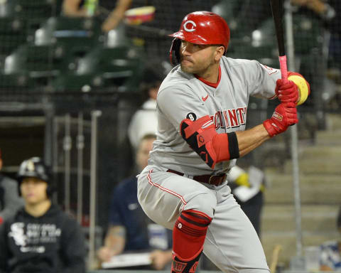 Joey Votto #19 of the Cincinnati Reds (Photo by Ron Vesely/Getty Images)