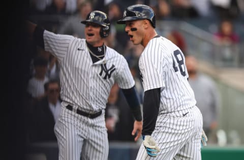 NEW YORK, NEW YORK - APRIL 09: Anthony Rizzo #48 of the New York Yankees celebrates after hitting a home run in the fourth inning of the game against the Boston Red Sox at Yankee Stadium on April 09, 2022 in New York City. (Photo by Dustin Satloff/Getty Images)