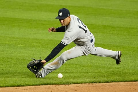 Isiah Kiner-Falefa #12 of the New York Yankees (Photo by Kyle Rivas/Getty Images)