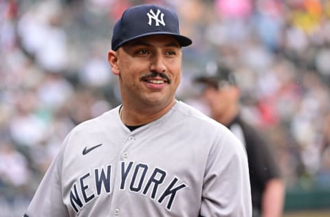 CHICAGO, ILLINOIS - MAY 15: Starting pitcher Nestor Cortes #65 of the New York Yankees reacts after finishing the eighth inning against the Chicago White Sox at Guaranteed Rate Field on May 15, 2022 in Chicago, Illinois. (Photo by Quinn Harris/Getty Images)