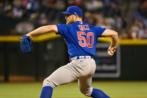 Relief pitcher Rowan Wick #50 of the Chicago Cubs (Photo by Kelsey Grant/Getty Images)