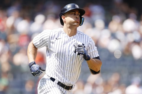 Giancarlo Stanton #27 of the New York Yankees (Photo by Sarah Stier/Getty Images)