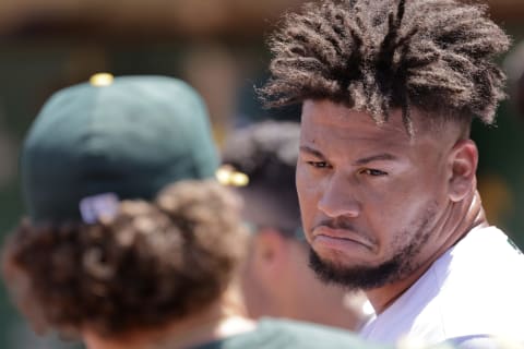 Frankie Montas #47 of the Oakland Athletics (Photo by Josie Lepe/Getty Images)