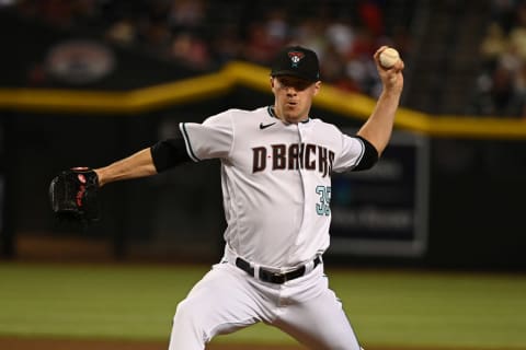 Joe Mantiply #35 of the Arizona Diamondbacks (Photo by Norm Hall/Getty Images)