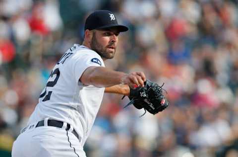 DETROIT, MI - JUNE 11: Michael Fulmer #32 of the Detroit Tigers pitches against the Toronto Blue Jays at Comerica Park on June 11, 2022, in Detroit, Michigan. (Photo by Duane Burleson/Getty Images)