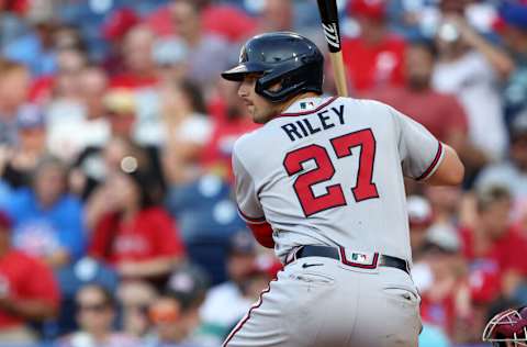 PHILADELPHIA, PA - JUNE 30: Austin Riley #27 of the Atlanta Braves in action against the Philadelphia Phillies during a game at Citizens Bank Park on June 30, 2022 in Philadelphia, Pennsylvania. (Photo by Rich Schultz/Getty Images)