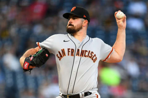 PITTSBURGH, PA - JUNE 17: Carlos Rodon #16 of the San Francisco Giants in action during the game against the Pittsburgh Pirates at PNC Park on June 17, 2022 in Pittsburgh, Pennsylvania. (Photo by Joe Sargent/Getty Images)