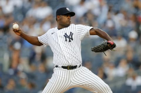 NEW YORK, NEW YORK - JULY 13: Luis Severino #40 of the New York Yankees in action against the Cincinnati Reds at Yankee Stadium on July 13, 2022 in New York City. The Yankees defeated the Reds 7-6 in ten innings. (Photo by Jim McIsaac/Getty Images)