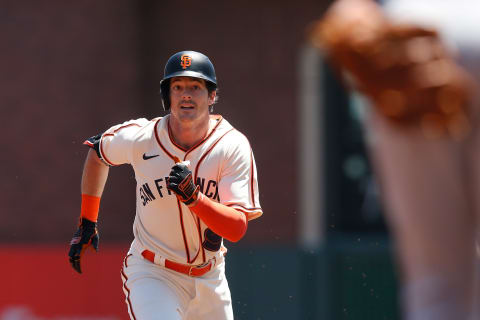 Mike Yastrzemski #5 of the San Francisco Giants (Photo by Lachlan Cunningham/Getty Images)