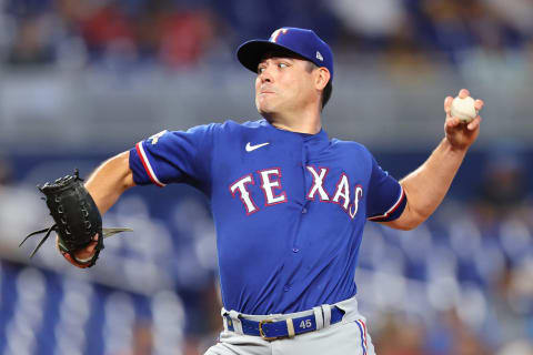 Matt Moore #45 of the Texas Rangers (Photo by Michael Reaves/Getty Images)