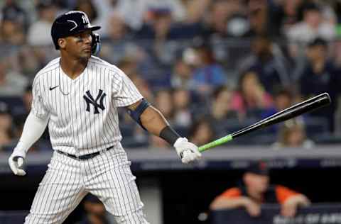 NEW YORK, NY - JUNE 3: Miguel Andujar #41 of the New York Yankees at bat against the Detroit Tigers during the fifth inning at Yankee Stadium on June 3, 2022 in New York City. (Photo by Adam Hunger/Getty Images)