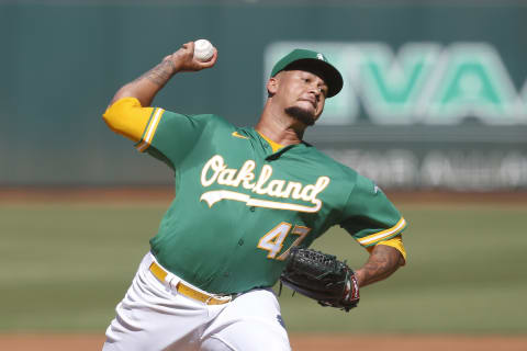 Frankie Montas #47 of the Oakland Athletics (Photo by Lachlan Cunningham/Getty Images)