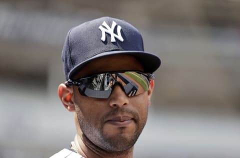 NEW YORK, NY - JULY 31: Aaron Hicks #31 of the New York Yankees looks on against the Kansas City Royals during the first inning at Yankee Stadium on July 31, 2022 in the Bronx borough of New York City. (Photo by Adam Hunger/Getty Images)