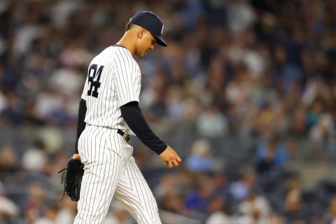 Albert Abreu #84 of the New York Yankees (Photo by Mike Stobe/Getty Images)