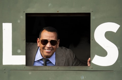 BOSTON, MA - SEPTEMBER 8: ESPN Sunday Night Baseball color commentator Alex Rodriguez poses from inside the Green Monster before a game between the Boston Red Sox and the New York Yankees on September 8, 2019 at Fenway Park in Boston, Massachusetts. (Photo by Billie Weiss/Boston Red Sox/Getty Images)