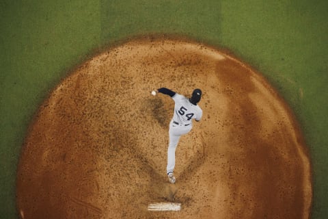 Aroldis Chapman #54 of the New York Yankees (Photo by Ben Ludeman/Texas Rangers/Getty Images)