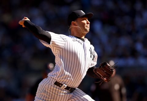 Lou Trivino #56 of the New York Yankees (Photo by Elsa/Getty Images)