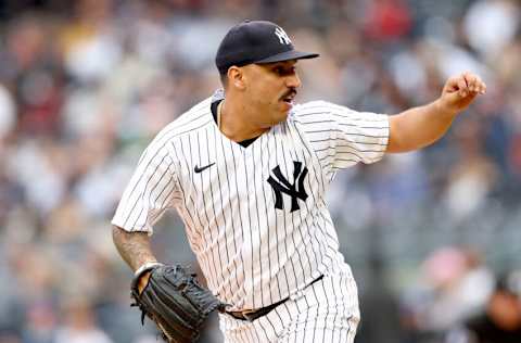 NEW YORK, NEW YORK - OCTOBER 01: Nestor Cortes #65 of the New York Yankees delivers a pitch in the first inning against the Baltimore Orioles at Yankee Stadium on October 01, 2022 in the Bronx borough of New York City. (Photo by Elsa/Getty Images)