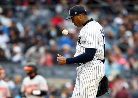 Aroldis Chapman #54 of the New York (Photo by Elsa/Getty Images)