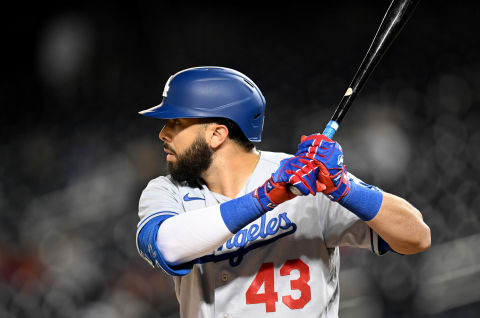 WASHINGTON, DC – MAY 24: Edwin Rios #43 of the Los Angeles Dodgers bats against the Washington Nationals at Nationals Park on May 24, 2022 in Washington, DC. (Photo by G Fiume/Getty Images)