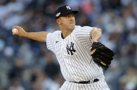 NEW YORK, NEW YORK - OCTOBER 14: (NEW YORK DAILIES OUT) Jameson Taillon #50 of the New York Yankees in action against the Cleveland Guardians during game two of the American League Division Series at Yankee Stadium on October 14, 2022 in New York, New York. The Guardians defeated the Yankees 4-2 in ten innings. (Photo by Jim McIsaac/Getty Images)