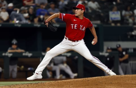 Matt Moore #45 of the Texas Rangers (Photo by Ron Jenkins/Getty Images)