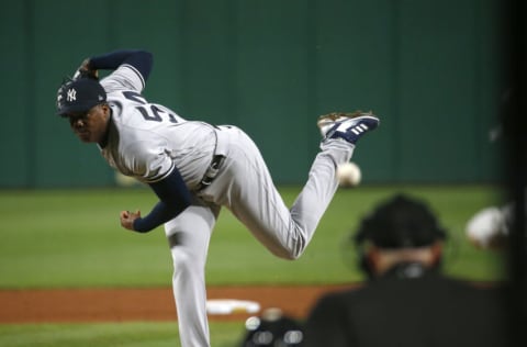 PITTSBURGH, PA - JULY 06: Aroldis Chapman #54 of the New York Yankees in action against the Pittsburgh Pirates during inter-league play at PNC Park on July 6, 2022 in Pittsburgh, Pennsylvania. (Photo by Justin K. Aller/Getty Images)