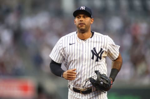 NEW YORK, NEW YORK - JUNE 11: Aaron Hicks #31 of the New York Yankees in action against the Chicago Cubs at Yankee Stadium on June 11, 2022 in New York City. New York Yankees defeated the Chicago Cubs 8-0. (Photo by Mike Stobe/Getty Images)