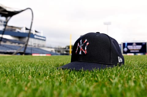 A New York Yankees hat is seen during a spring training workout at George M. Steinbrenner Field. Mandatory Credit: Jonathan Dyer-USA TODAY Sports