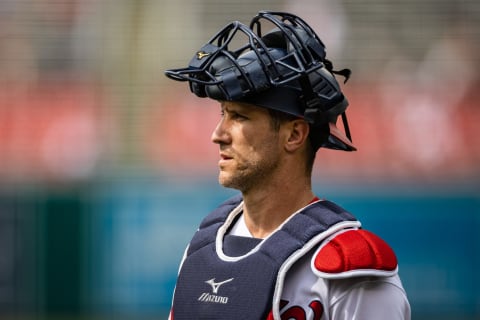 Washington Nationals catcher Yan Gomes (10) Mandatory Credit: Scott Taetsch-USA TODAY Sports