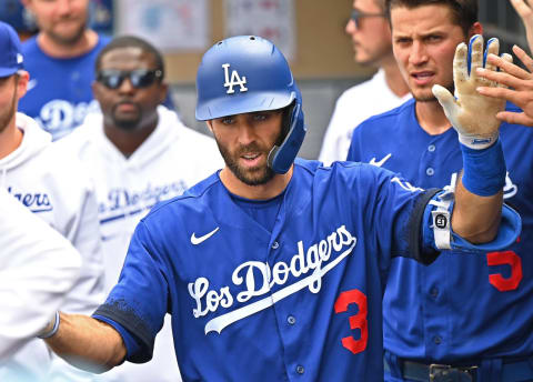 Los Angeles Dodgers left fielder Chris Taylor; Mandatory Credit: Jayne Kamin-Oncea-USA TODAY Sports