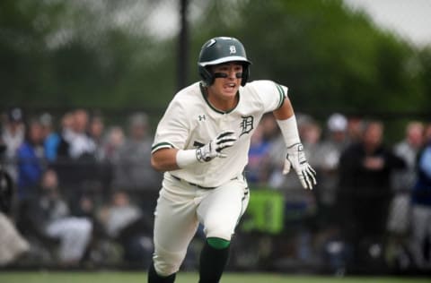 Delbarton vs. West Morris in the Morris County Tournament baseball final at Montville High School on Saturday, March 11, 2019. D #7 Anthony Volpe runs to first.