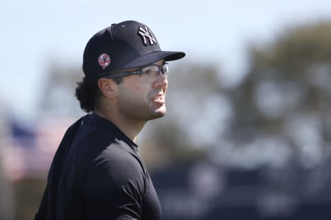 New York Yankees catcher Austin Wells (72) Mandatory Credit: Kim Klement-USA TODAY Sports