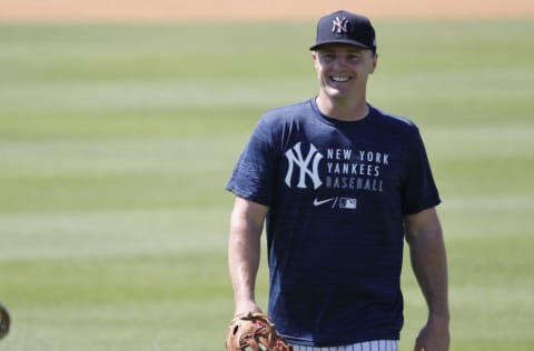 Feb 26, 2021; Tampa, Florida, USA; New York Yankees outfielder Jay Bruce (30) smiles during spring training workouts at George M. Steinbrenner Field Mandatory Credit: Kim Klement-USA TODAY Sports