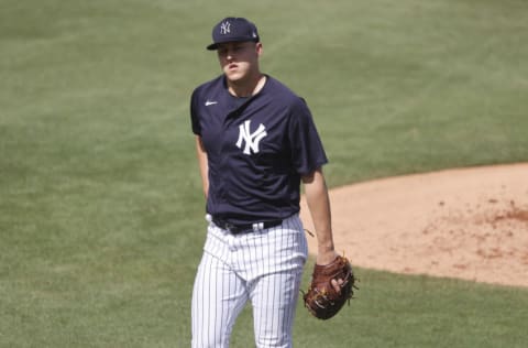 Mar 1, 2021; Tampa, Florida, USA; New York Yankees starting pitcher Jameson Taillon (50) against the Detroit Tigers at George M. Steinbrenner Field. Mandatory Credit: Kim Klement-USA TODAY Sports