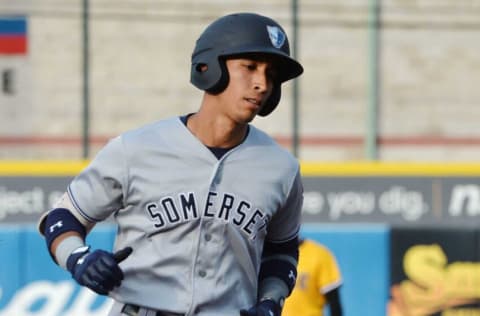 Somerset Patriots batter Oswaldo Cabrera hit a two-run homer against the Erie SeaWolves on June 9, 2021, at UPMC Park in Erie.
P2seawolves060921