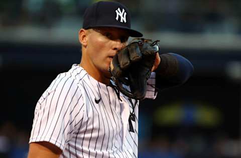 Mar 23, 2022; Tampa, Florida, USA; New York Yankees infielder Josh Donaldson (28) looks on during the second inning against the Baltimore Orioles during spring training at George M. Steinbrenner Field. Mandatory Credit: Kim Klement-USA TODAY Sports