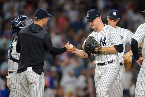 New York Yankees starting pitcher Clarke Schmidt (86) Mandatory Credit: Vincent Carchietta-USA TODAY Sports