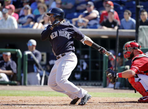 New York Yankees third baseman Miguel Andujar. Mandatory Credit: Kim Klement-USA TODAY Sports