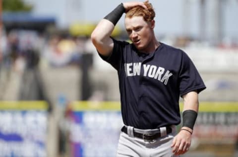 Mar 10, 2017; Clearwater, FL, USA; New York Yankees left fielder Clint Frazier (75) looks on during the second inning against the Philadelphia Phillies at Spectrum Field. Mandatory Credit: Kim Klement-USA TODAY Sports