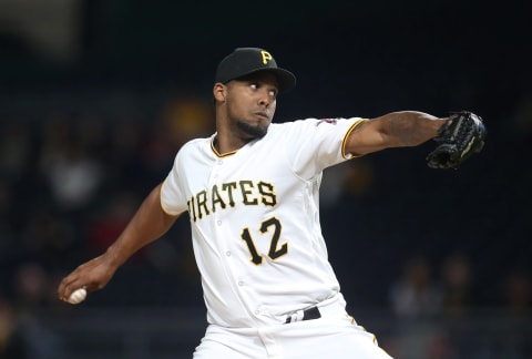 Pittsburgh Pirates relief pitcher Juan Nicasio (12) Mandatory Credit: Charles LeClaire-USA TODAY Sports