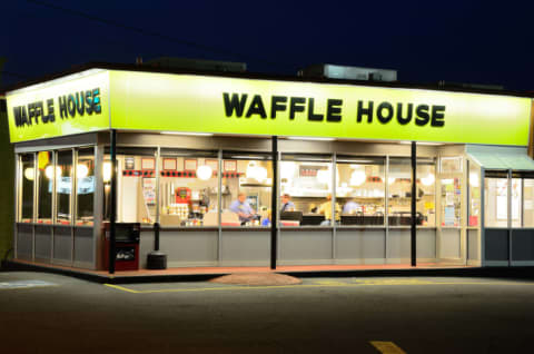 The front exterior of a Waffle House