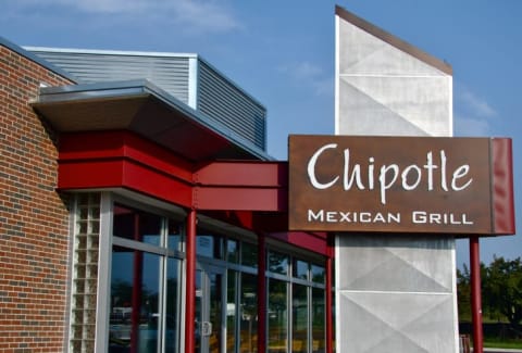 The front exterior of a Chipotle restaurant