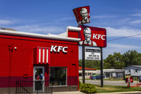 The front exterior of a Kentucky Fried Chicken restaurant