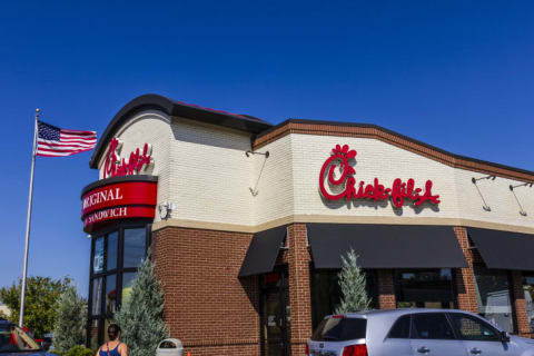 The front exterior of a Chick-fil-A restaurant