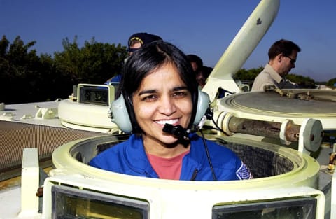 Kalpana Chawla, Space Shuttle mission specialist for STS-107, poses for a picture on December 18, 2002 at Kennedy Space Center in Cape Canaveral, Florida.