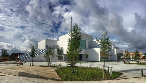 Facade of the LEGO Group's new LEGO® House in Billund, Denmark