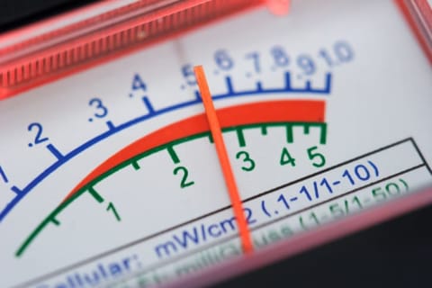 A close-up of an EMF meter.